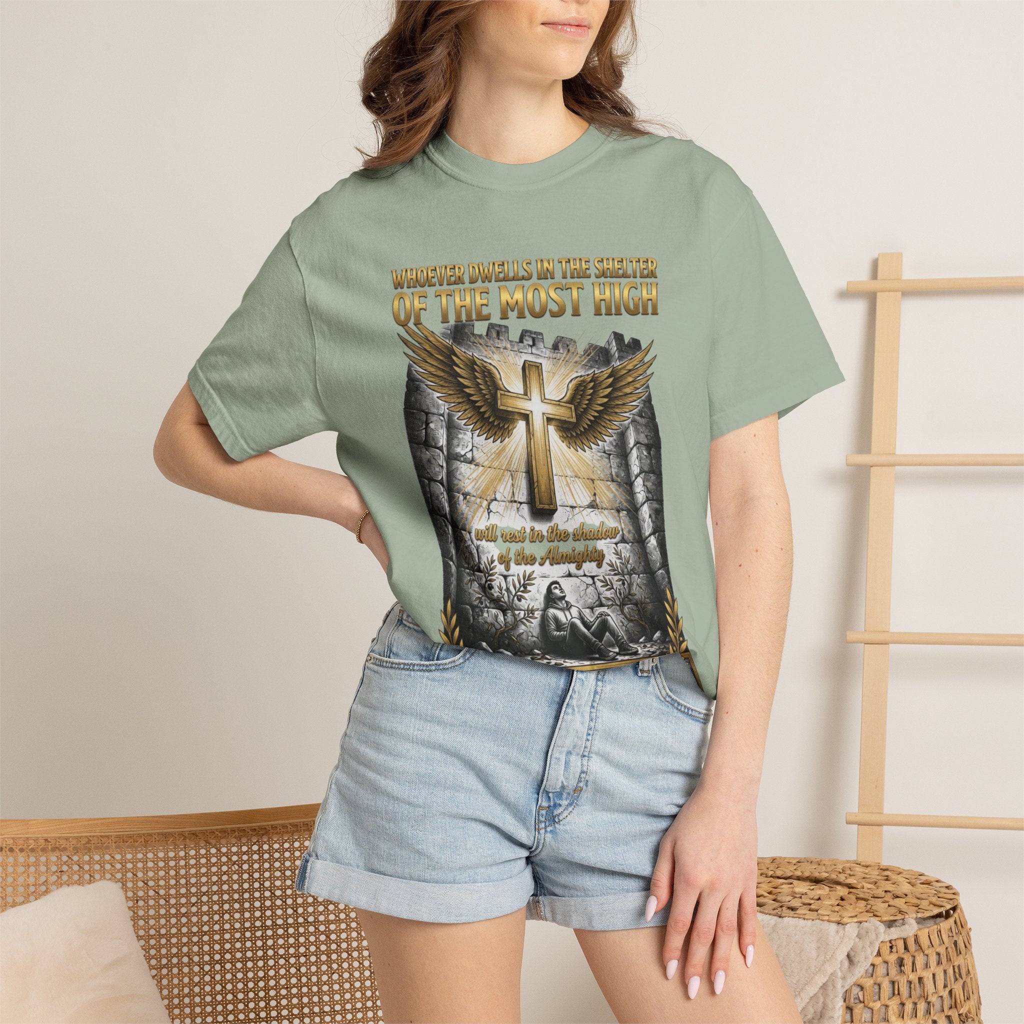 Psalm 91 'Shelter of the Most High' T-Shirt — Christian Faith Cross Tee