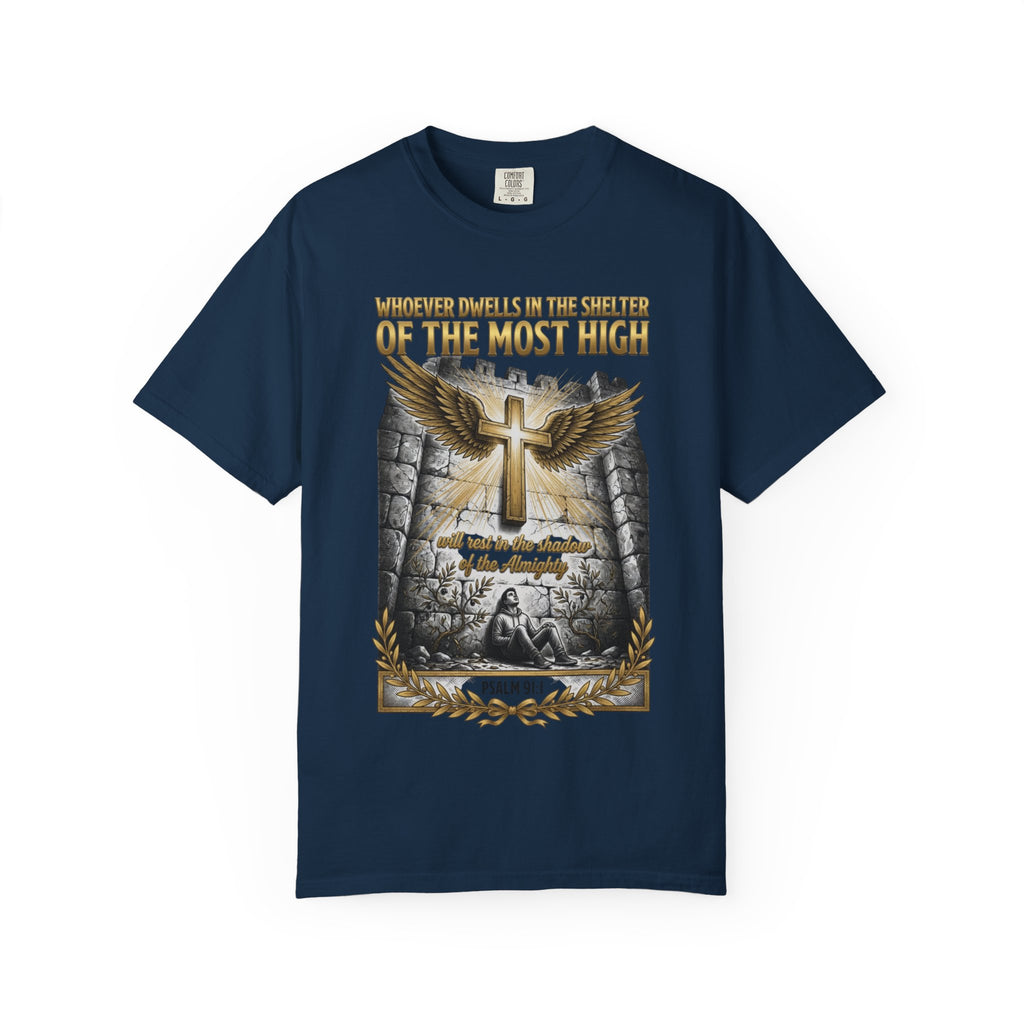 Psalm 91 'Shelter of the Most High' T-Shirt — Christian Faith Cross Tee