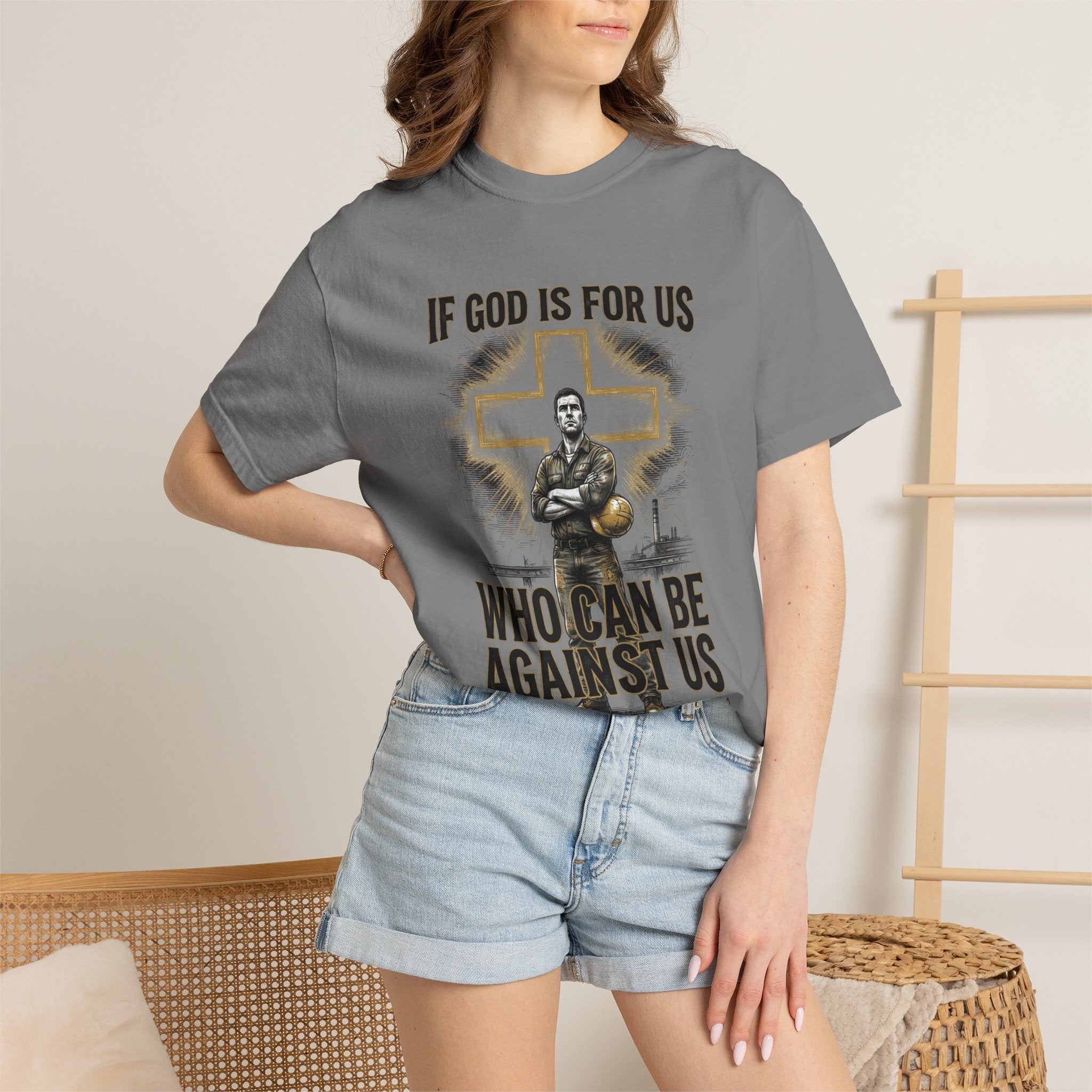 Christian T-Shirt — "If God Is For Us, Who Can Be Against Us" Romans 8:31 Faith Tee