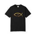Christian Ichthys Fish T-Shirt — Gold Cross Symbol Faith Tee