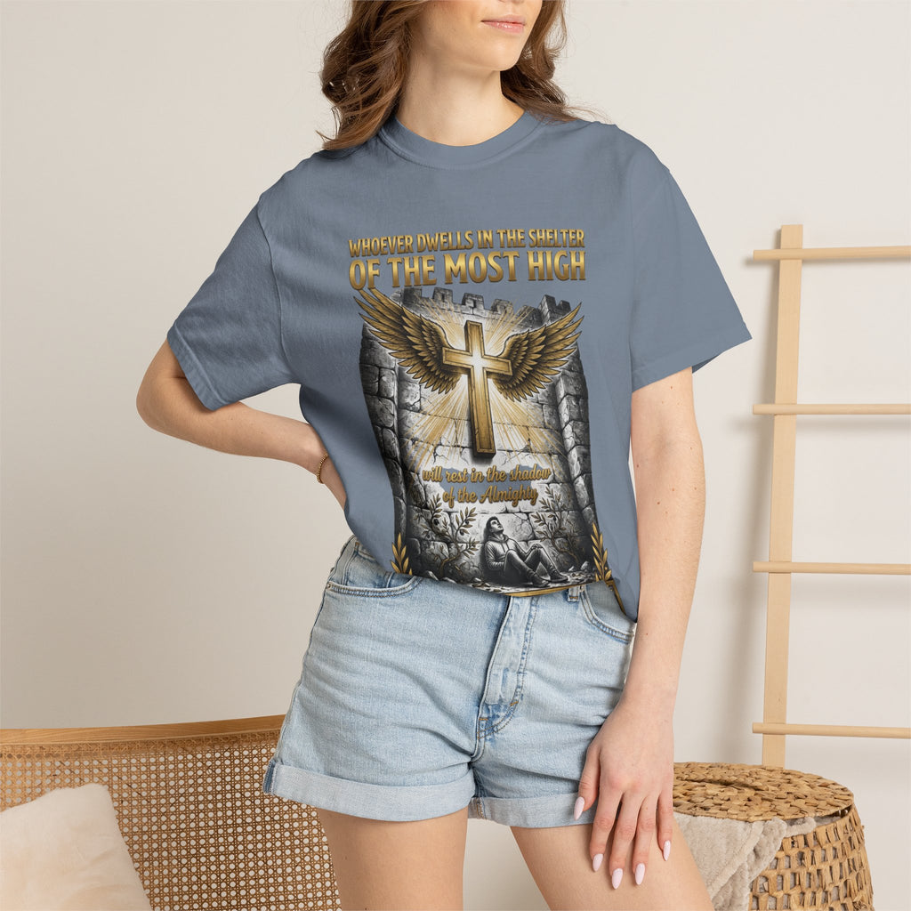 Psalm 91 'Shelter of the Most High' T-Shirt — Christian Faith Cross Tee
