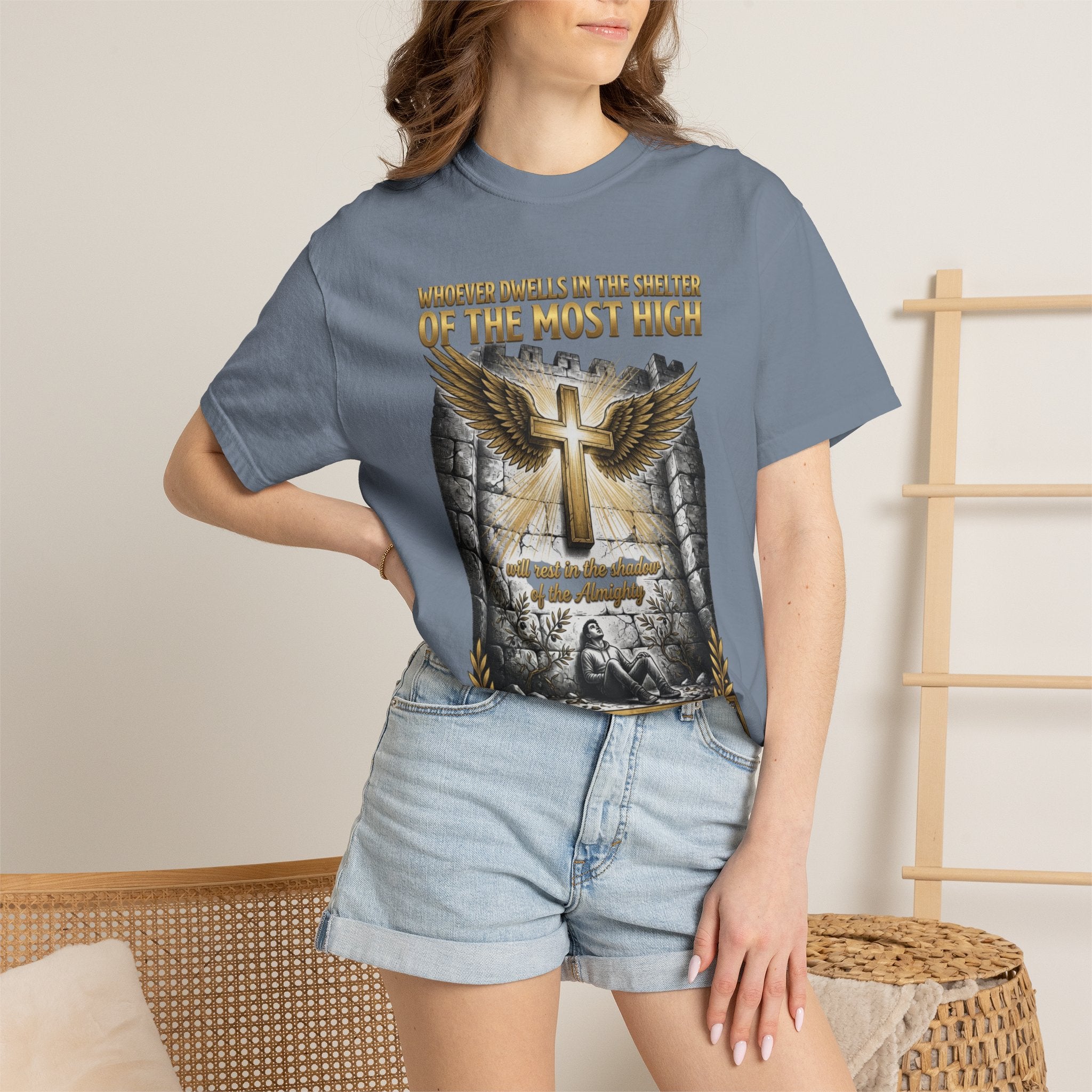 Psalm 91 'Shelter of the Most High' T-Shirt — Christian Faith Cross Tee