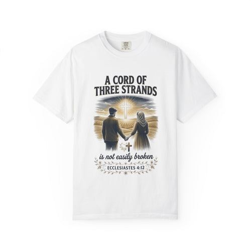 A Cord of Three Strands T-Shirt — Ecclesiastes 4:12 Couples Faith Tee