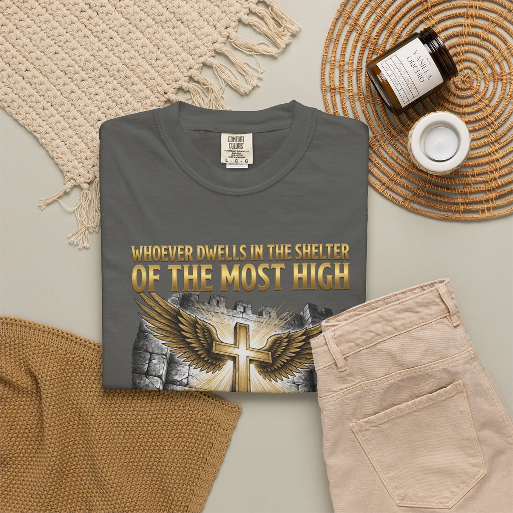 Psalm 91 'Shelter of the Most High' T-Shirt — Christian Faith Cross Tee
