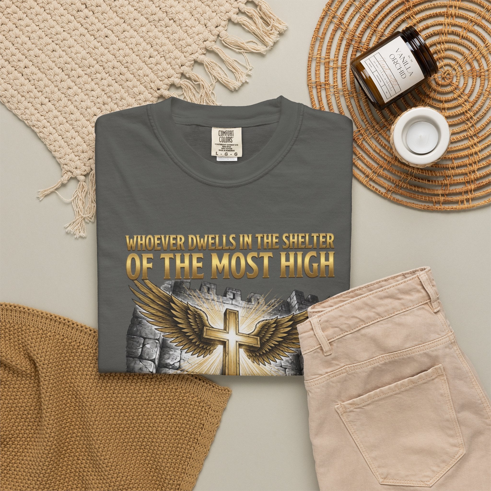 Psalm 91 'Shelter of the Most High' T-Shirt — Christian Faith Cross Tee