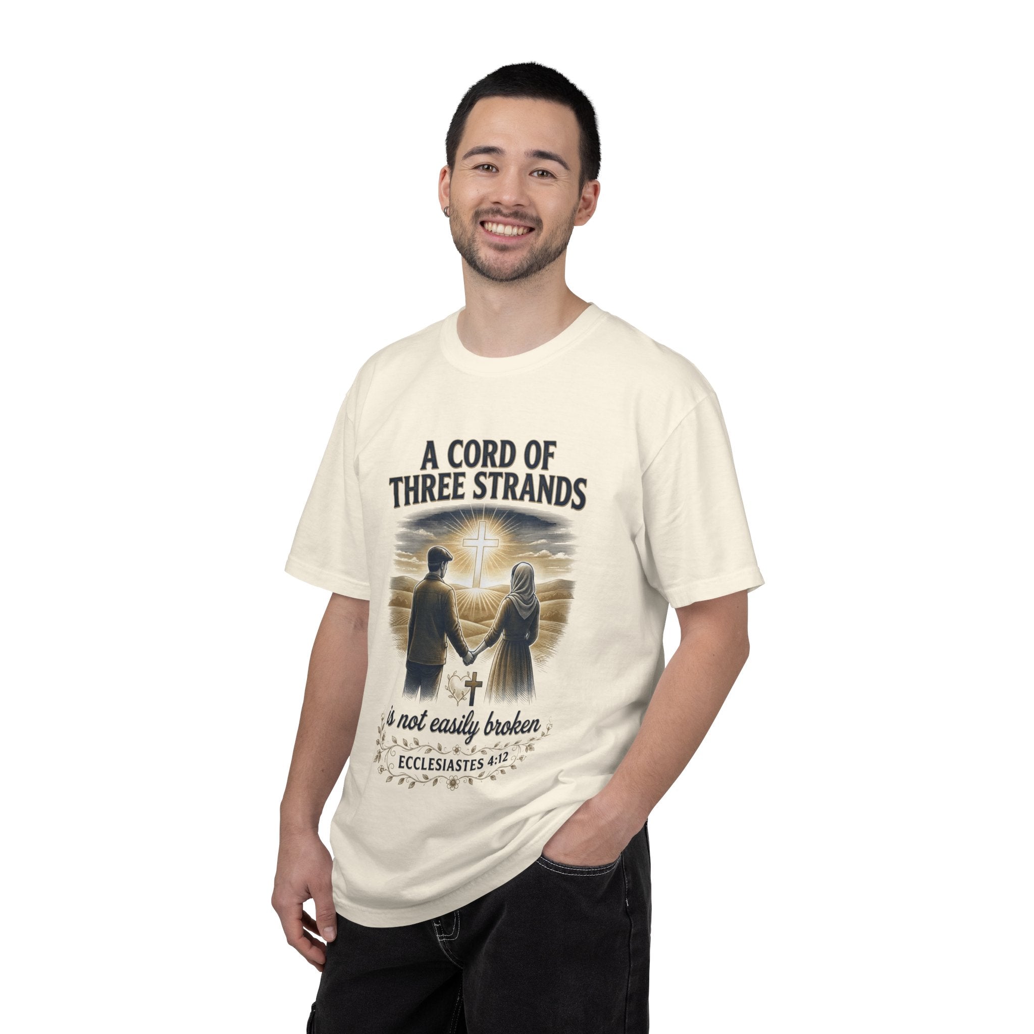 A Cord of Three Strands T-Shirt — Ecclesiastes 4:12 Couples Faith Tee