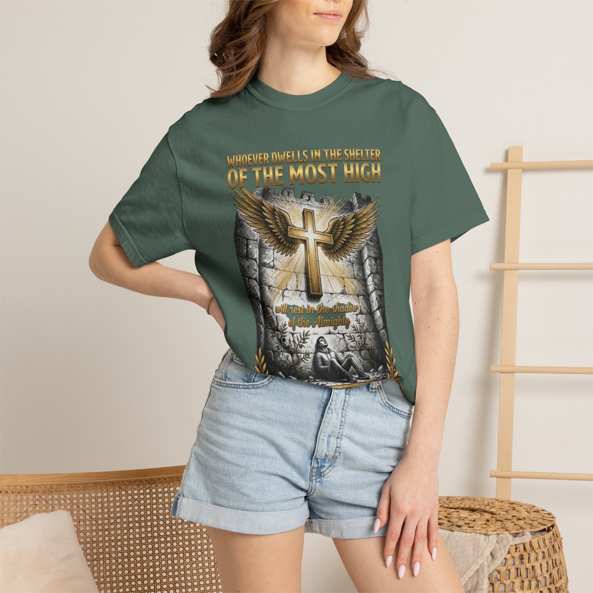 Psalm 91 'Shelter of the Most High' T-Shirt — Christian Faith Cross Tee