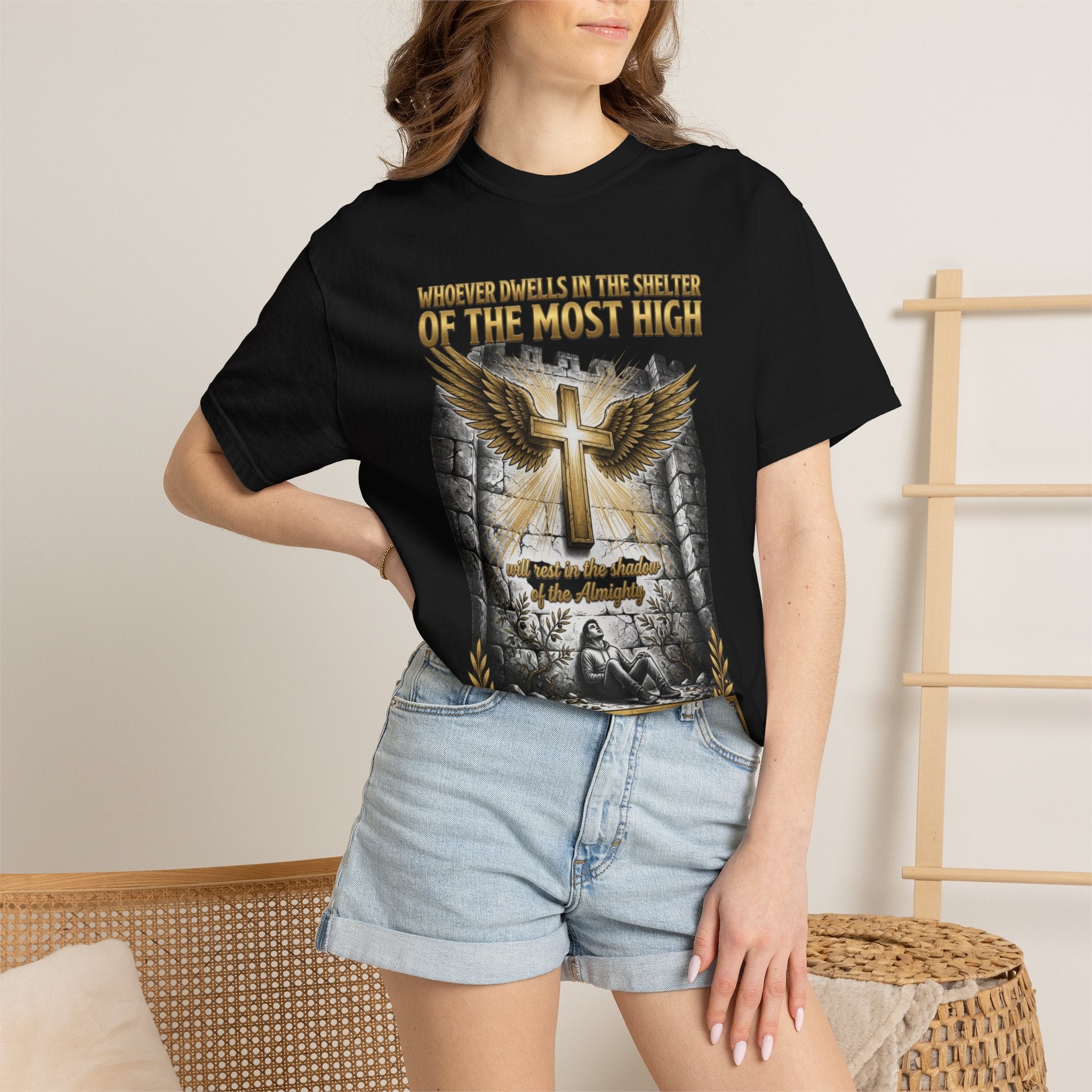 Psalm 91 'Shelter of the Most High' T-Shirt — Christian Faith Cross Tee