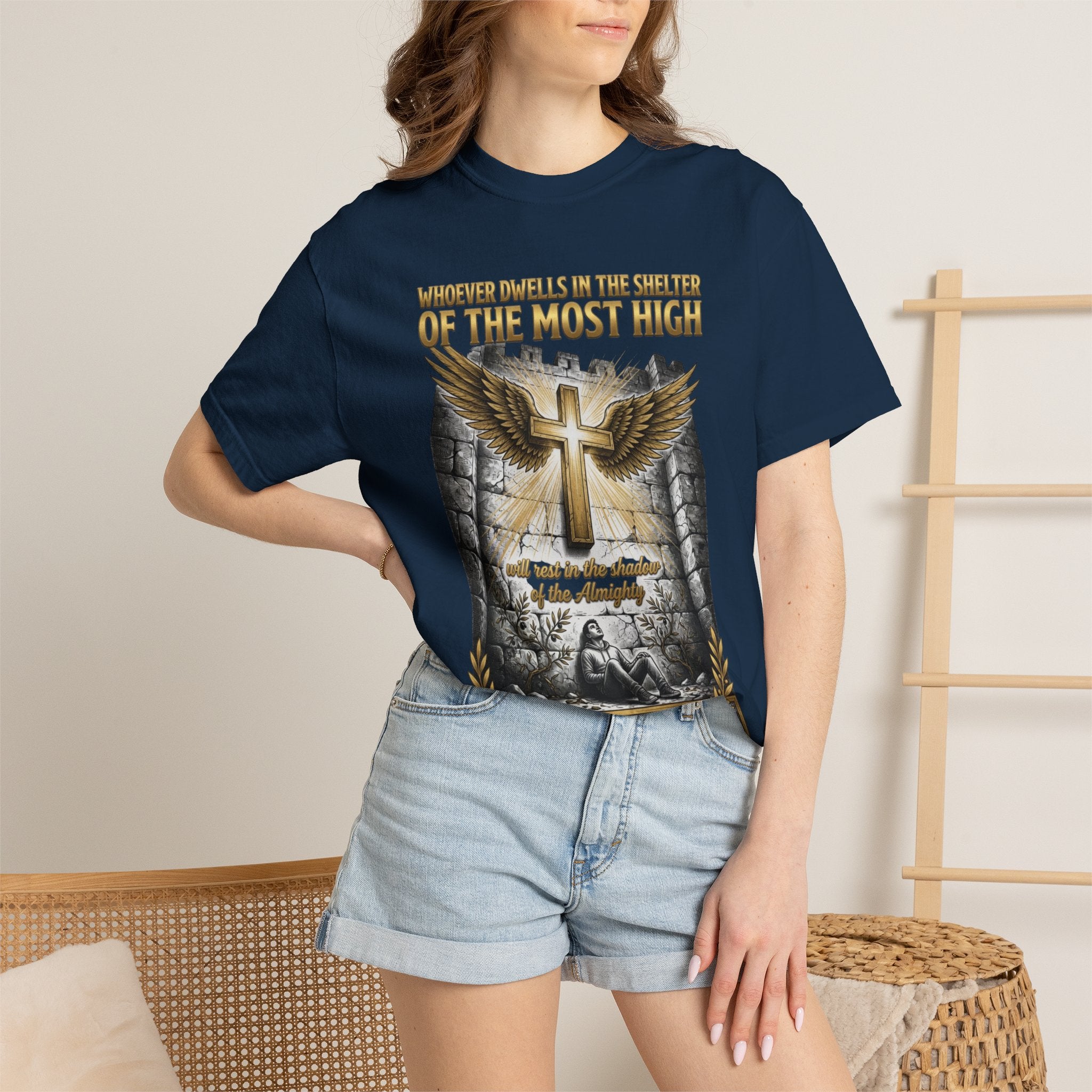 Psalm 91 'Shelter of the Most High' T-Shirt — Christian Faith Cross Tee